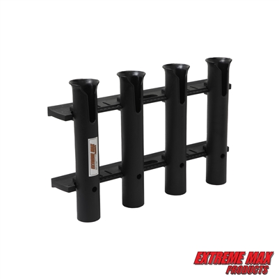 Extreme Max 3005.5641 Wall-Mount Poly Fishing Rod Holder - 4-Rod, Black