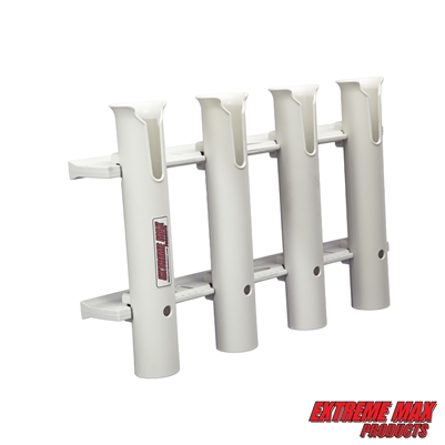 Extreme Max 3005.5644 Wall-Mount Poly Fishing Rod Holder - 4-Rod, White