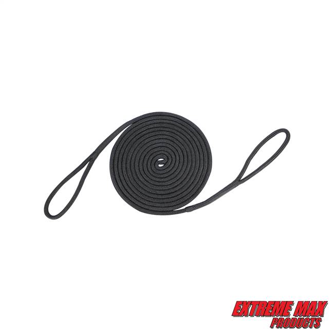 Extreme Max 3006.2406 BoatTector Premium Double Looped Nylon Dock Line for Mooring Buoys - 3/4" x 30', Black