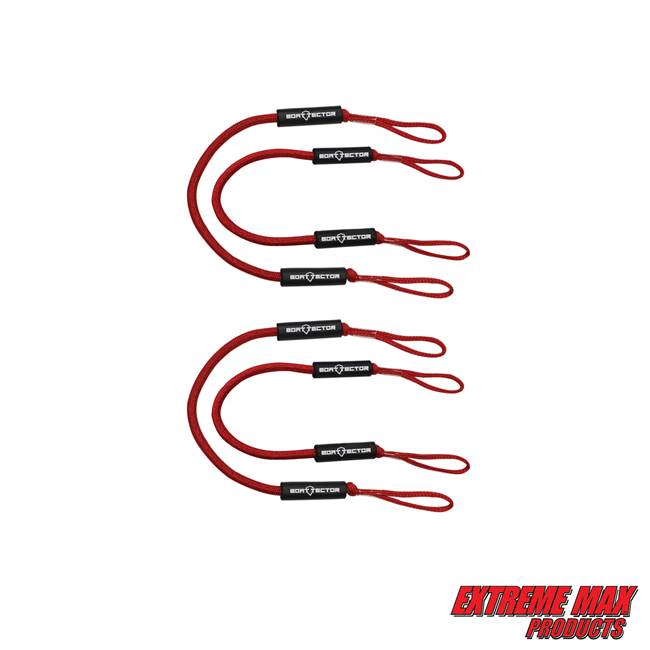 Extreme Max 3006.3288 BoatTector Bungee Dock Line Value 4-Pack - 6', Red