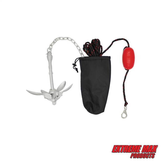 Extreme Max 3006.6785 BoatTector Complete Deluxe Grapnel Anchor Kit for Small Boats, Kayaks, PWC, Jet Ski, Paddle Boards, etc. - 3.5 lbs.