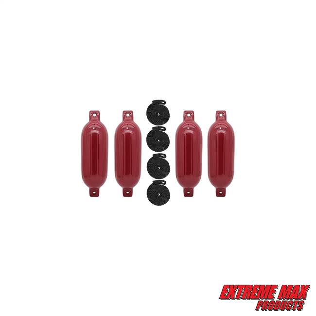 Extreme Max 3006.7649 BoatTector Inflatable Fender Value 4-Pack - 6.5" x 22", Cranberry