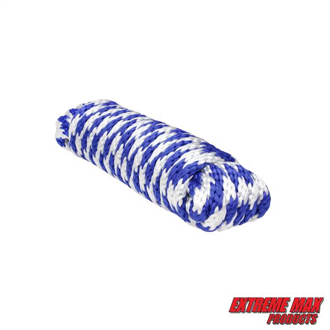 Extreme Max 3008.0229 Solid Braid MFP Utility Rope - 5/8" x 10', Blue / White