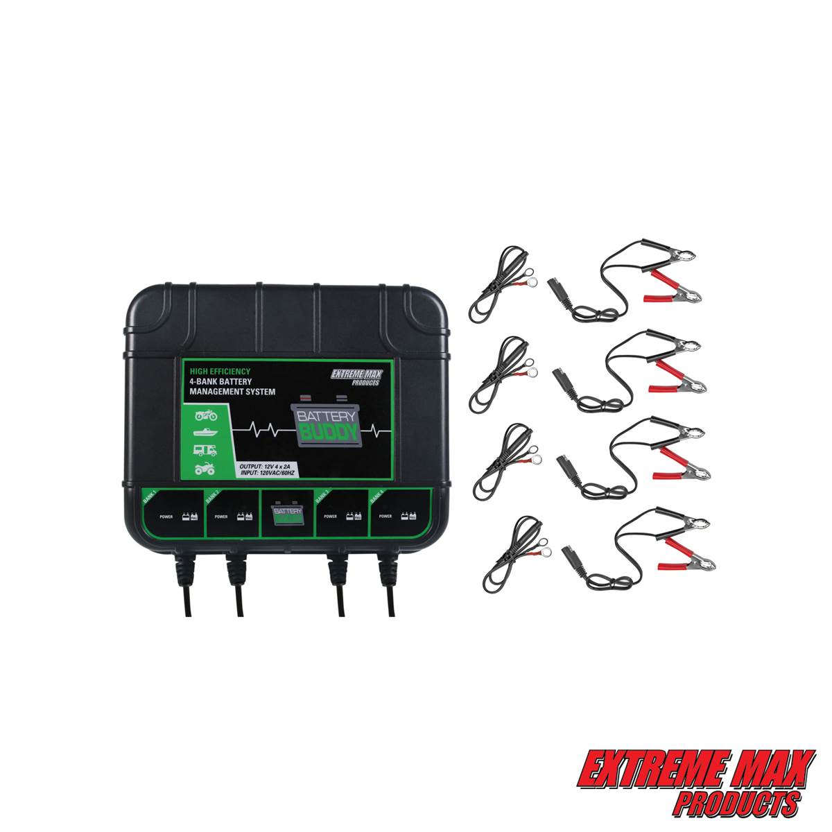 Extreme Max 1229.4023 Buddy 4-Bank Battery Charger/Maintainer 