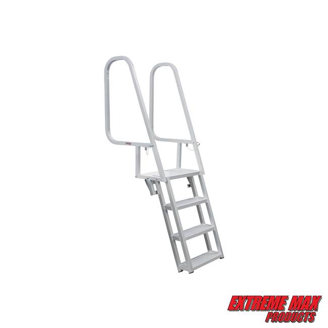 Extreme Max 3005.3913 Deluxe Flip-Up Dock Ladder with Welded Step Assembly - 4-Step