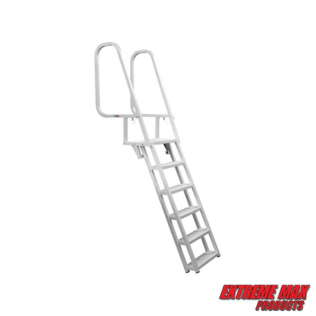 Extreme Max 3005.3919 Deluxe Flip-Up Dock Ladder with Welded Step Assembly - 6-Step