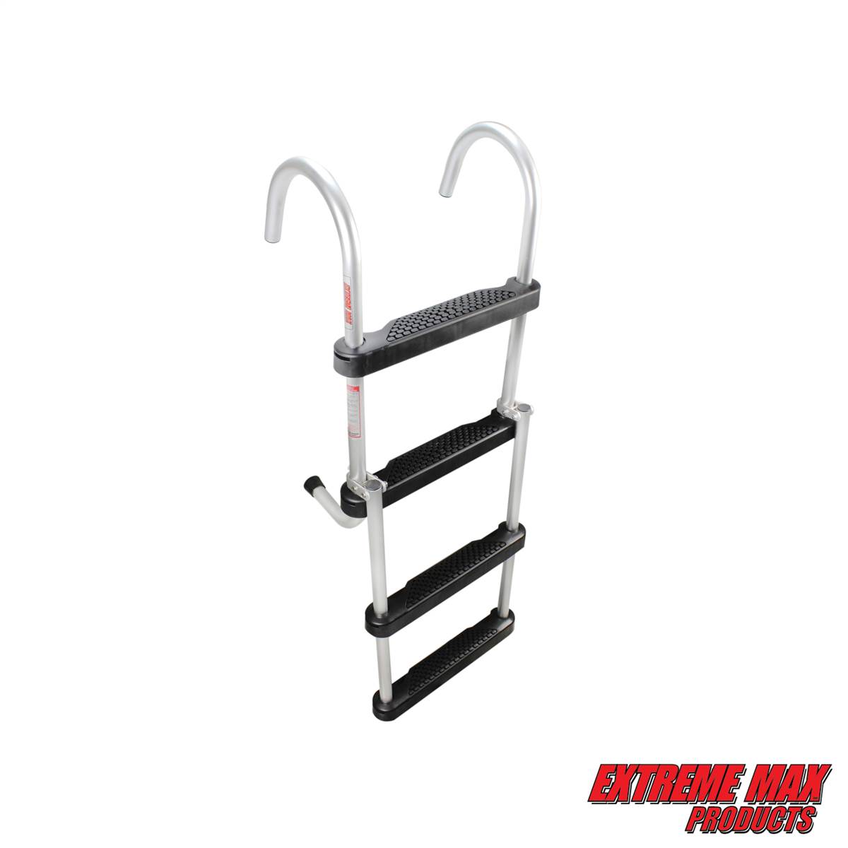 Extreme Max 3005.4089 Aluminum 4-Step Compact Folding Pontoon Boarding Ladder 