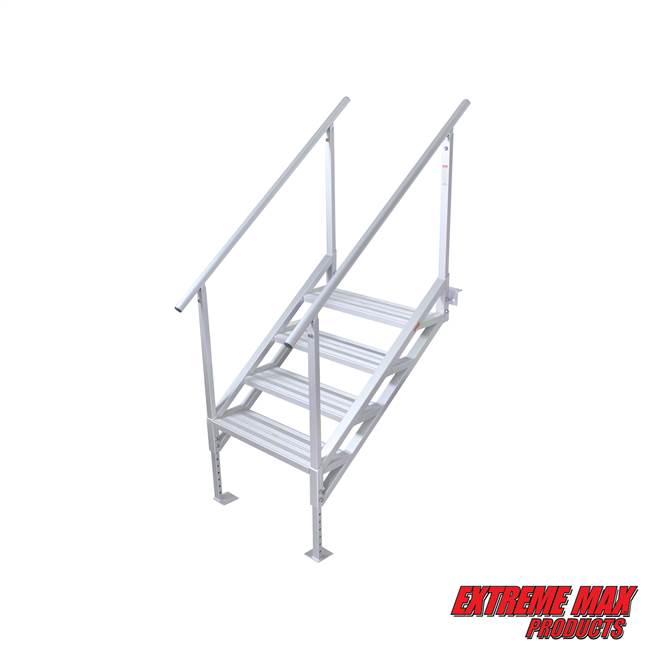 Extreme Max 3005.4251 Jumbo-Tread Universal Mount Dock Stairs with Railing - 4-Step