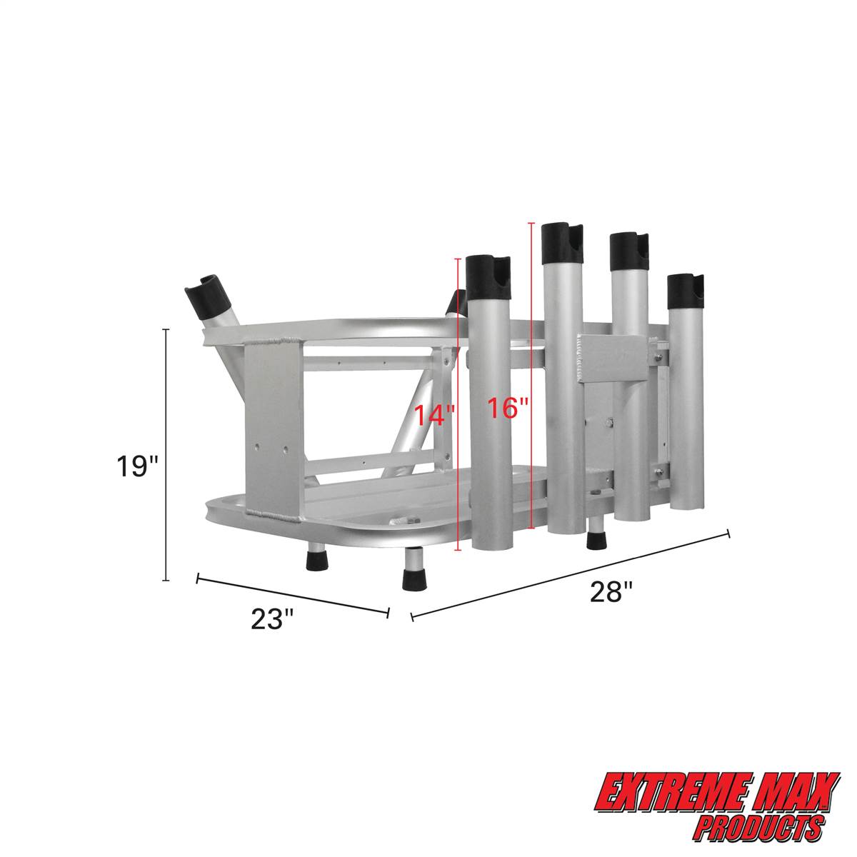 Extreme Max 3005.4257 Aluminum Jet Ski PWC Fishing Rod Rack and Cooler Combo  - Compatible with RotoPax Fuel Can Mounts