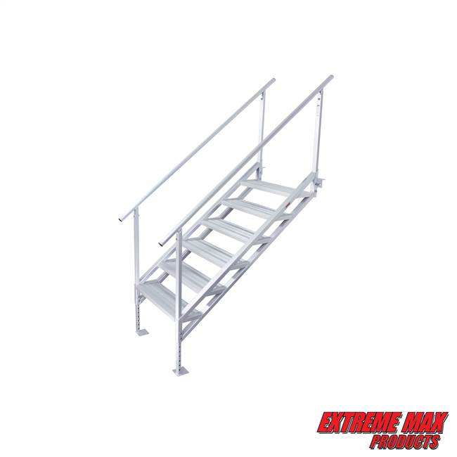 Extreme Max 3005.4281 Jumbo-Tread Universal Mount Dock Stairs with Railing - 6-Step