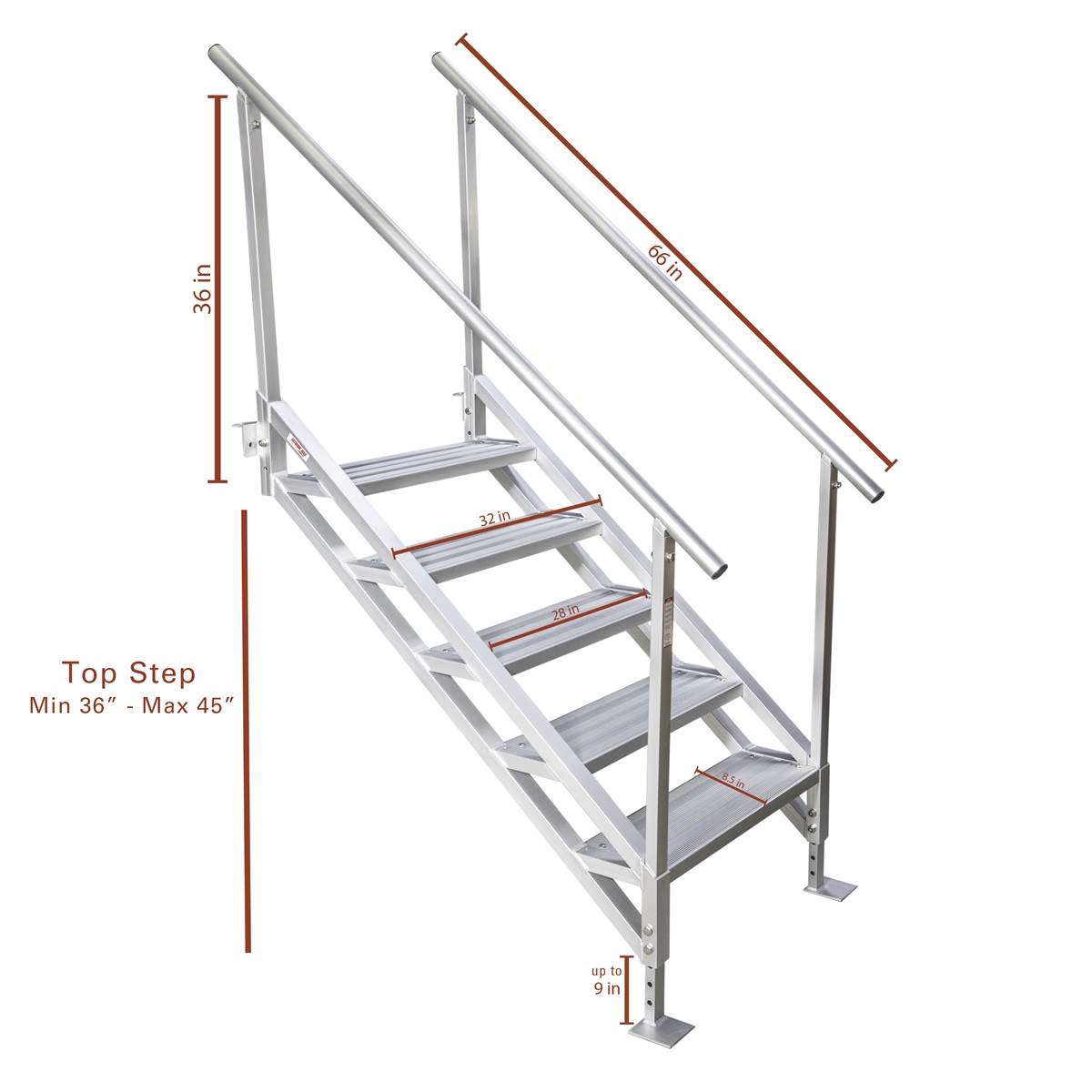 Extreme Max Universal Mount Aluminum Dock Stair - 4-Step Extreme Max Universal Mount Aluminum Dock Stair - 4-Step