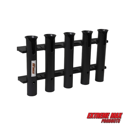 Extreme Max 3005.5638 Wall-Mount Poly Fishing Rod Holder - 5-Rod, Black