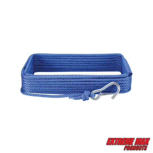 Extreme Max 3006.2030 BoatTector 3/8" x 50' Premium Solid Braid MFP Anchor Line with Snap Hook - Royal Blue