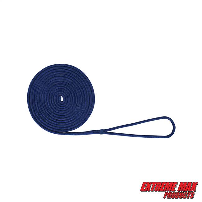 Extreme Max 3006.2096 BoatTector Double Braid Nylon Dock Line - 3/8" x 20', Royal Blue