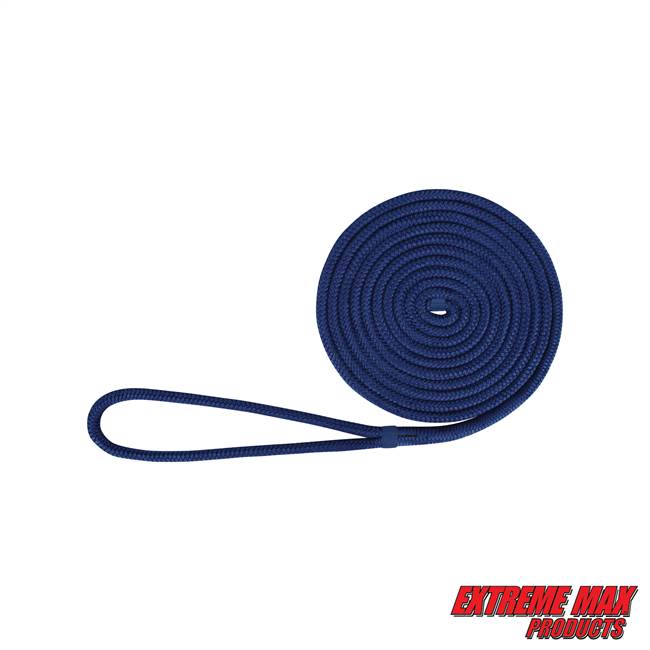 Extreme Max 3006.2111 BoatTector Double Braid Nylon Dock Line - 1/2" x 15', Royal Blue