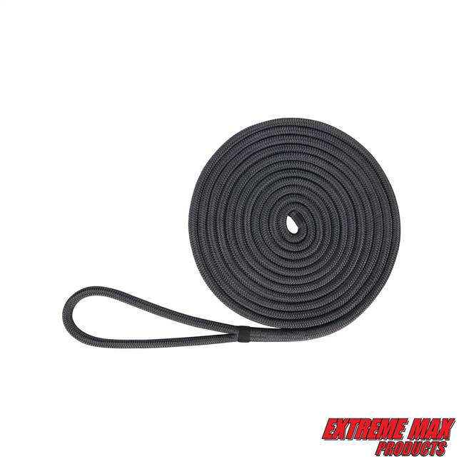 Extreme Max 3006.2135 BoatTector Double Braid Nylon Dock Line - 5/8" x 25', Black