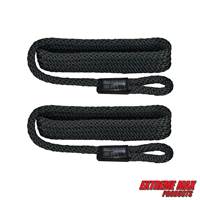Extreme Max 3006.2153 BoatTector Solid Braid MFP Fender Line Value 2-Pack - 3/8" x 5', Black