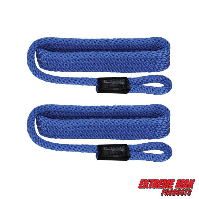 Extreme Max 3006.2159 BoatTector Solid Braid MFP Fender Line Value 2-Pack - 3/8" x 5', Royal Blue