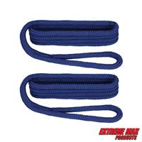 Extreme Max 3006.2171 BoatTector Premium Double Braid Nylon Fender Line Value 2-Pack - 3/8" x 6', Royal Blue