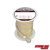 Extreme Max 3006.2246 BoatTector 3/8" x 150' Premium Double Braid Nylon Anchor Line with Thimble - White & Gold