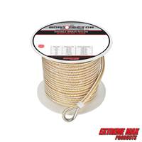 Extreme Max 3006.2252 BoatTector 3/8" x 250' Premium Double Braid Nylon Anchor Line with Thimble - White & Gold