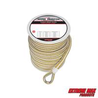 Extreme Max 3006.2258 BoatTector 1/2" x 150' Premium Double Braid Nylon Anchor Line with Thimble - White & Gold