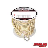 Extreme Max 3006.2261 BoatTector 1/2" x 200' Premium Double Braid Nylon Anchor Line with Thimble - White & Gold