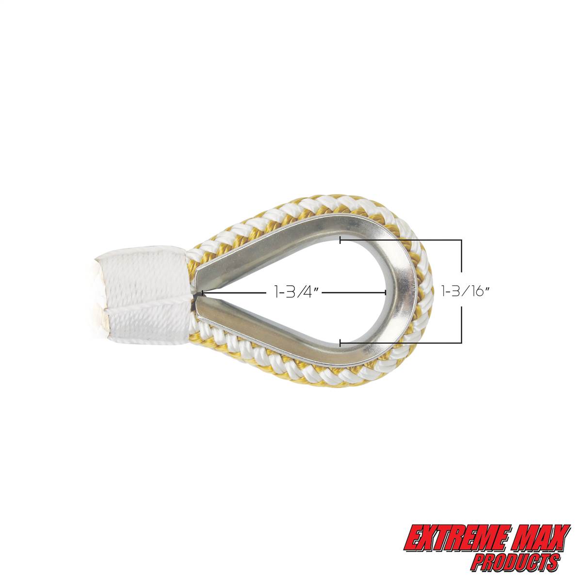 Extreme Max 3006.2270 BoatTector 1/2 x 600' Premium Double Braid Nylon  Anchor Line with Thimble - White & Gold