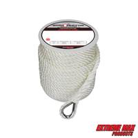 Extreme Max 3006.2303 BoatTector 1/2" x 150' Premium Twisted Nylon Anchor Line with Thimble - White
