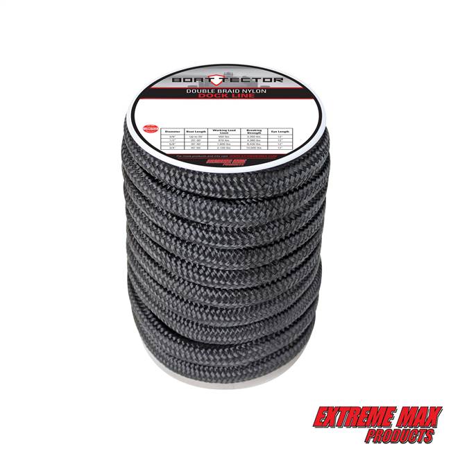 Extreme Max 3006.2312 BoatTector Double Braid Nylon Dock Line - 3/4" x 40', Black