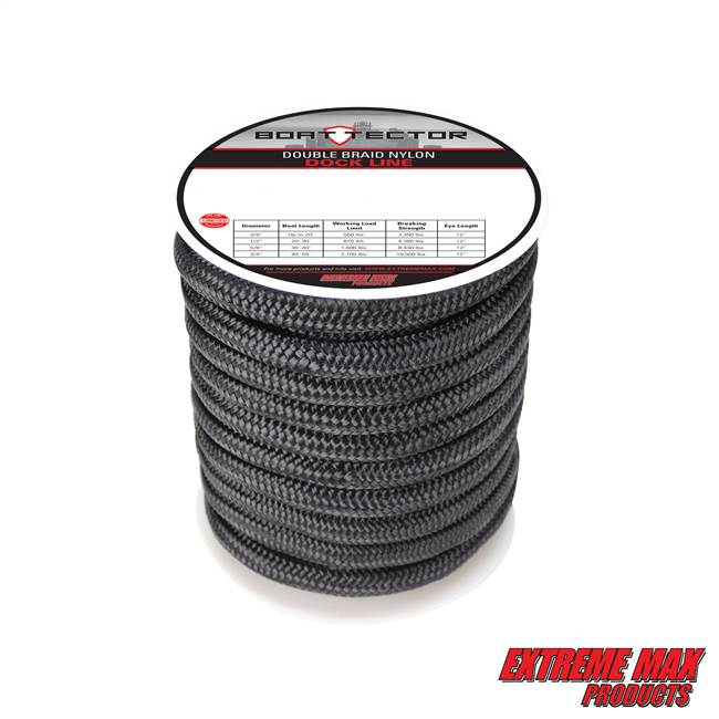 Extreme Max 3006.2318 BoatTector Double Braid Nylon Dock Line - 3/4" x 60', Black