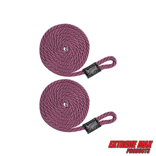 Extreme Max 3006.2344 BoatTector Solid Braid MFP Fender Line Value 2-Pack - 3/8" x 5', Burgundy