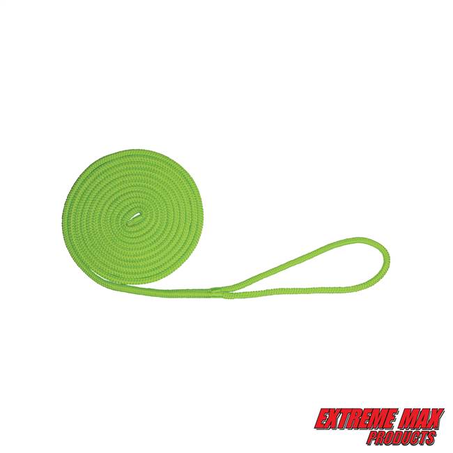 Extreme Max 3006.2427 BoatTector Double Braid Nylon Dock Line - 3/8" x 15', Neon Green