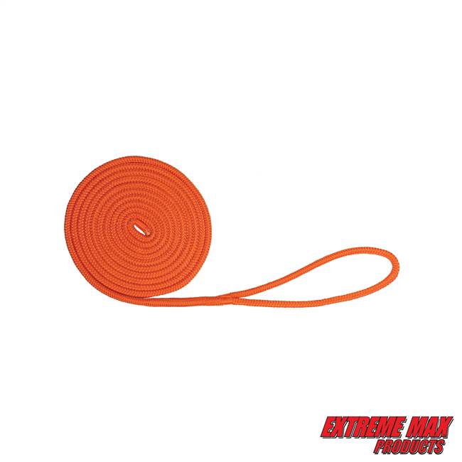 Extreme Max 3006.2429 BoatTector Double Braid Nylon Dock Line - 3/8" x 15', Neon Orange