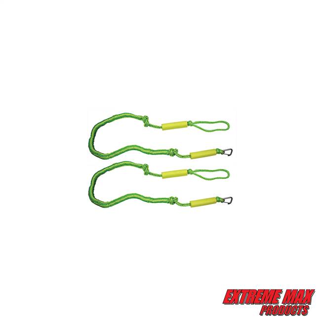 Extreme Max 3006.2577 BoatTector PWC Bungee Dock Line Value 2-Pack - 6', Green/Yellow