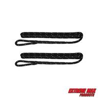 Extreme Max 3006.2603 BoatTector Premium Double Braid Nylon Fender Line Value 2-Pack - 3/8" x 6', Black with Reflective Tracer