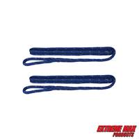 Extreme Max 3006.2606 BoatTector Premium Double Braid Nylon Fender Line Value 2-Pack - 3/8" x 6', Blue with Reflective Tracer