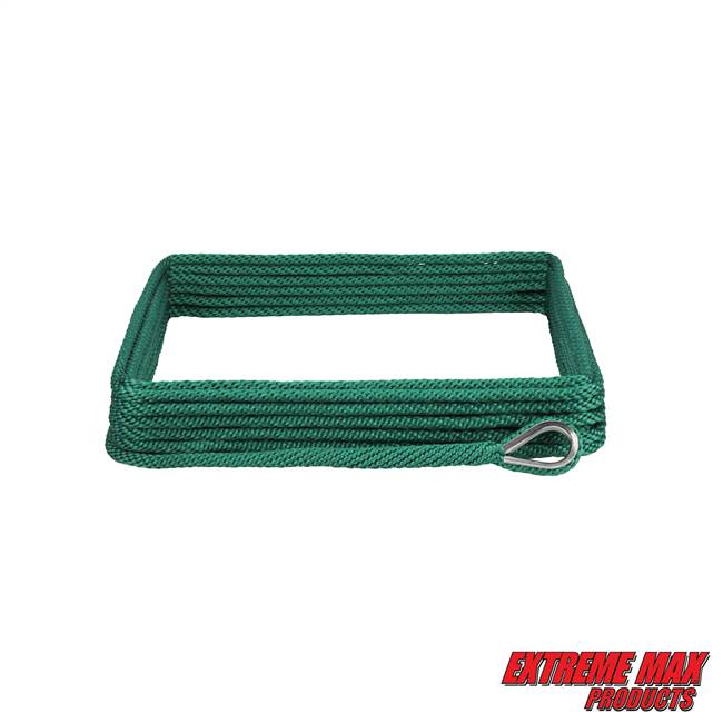 Extreme Max 3006.2627 BoatTector Solid Braid MFP Anchor Line with Thimble - 3/8" x 50', Forest Green
