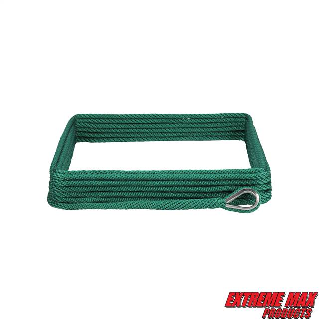 Extreme Max 3006.2645 BoatTector Solid Braid MFP Anchor Line with Thimble - 3/8" x 100', Forest Green