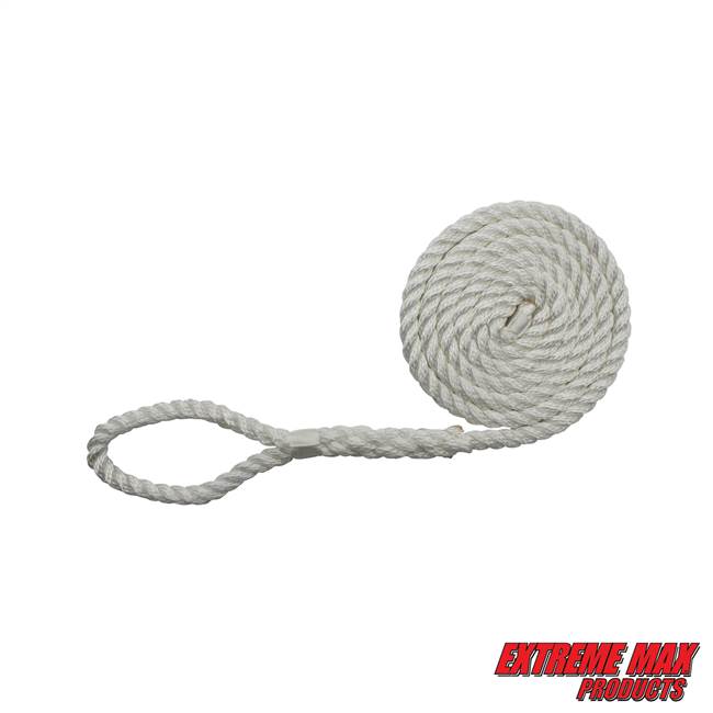 Extreme Max 3006.2801 BoatTector Twisted Nylon Fender Line Value 2-Pack - 1/4" x 6' White