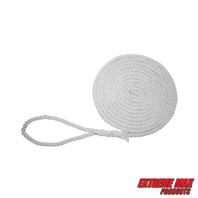 Extreme Max 3006.2813 BoatTector Twisted Nylon Dock Line - 3/8" x 15', White