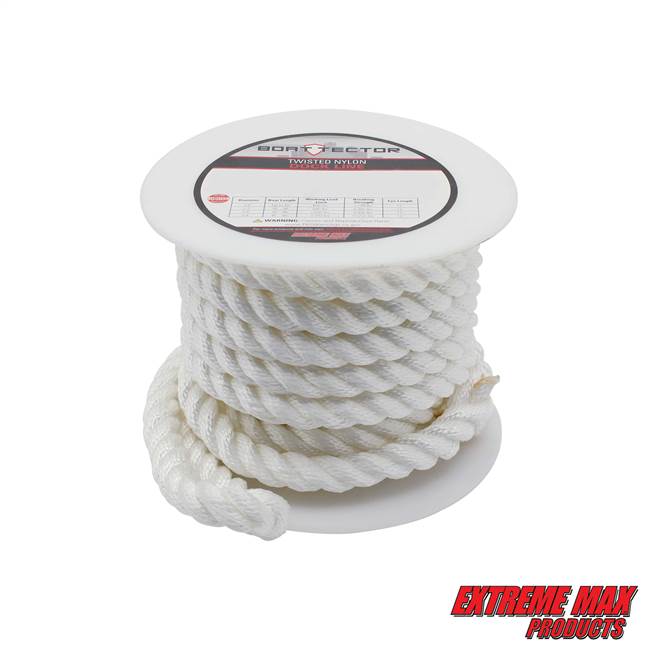 Extreme Max 3006.2837 BoatTector Twisted Nylon Dock Line - 3/4" x 30', White