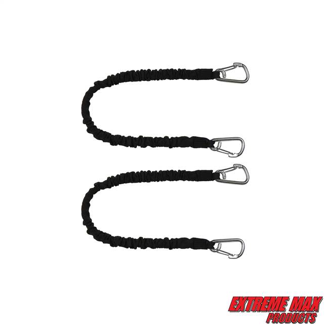 Extreme Max 3006.2885 BoatTector High-Strength Line Snubber & Storage Bungee, Value 2-Pack - 24" with Medium Hooks, Black