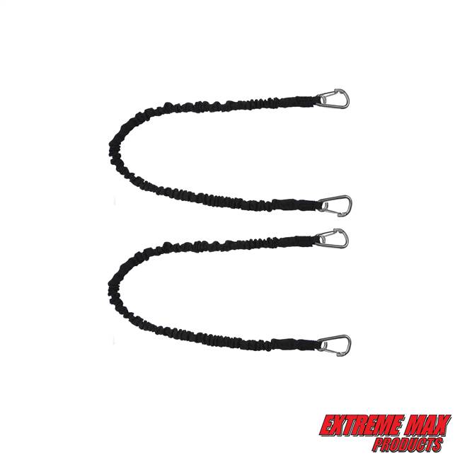 Extreme Max 3006.2888 BoatTector High-Strength Line Snubber & Storage Bungee, Value 2-Pack - 36" with Medium Hooks, Black