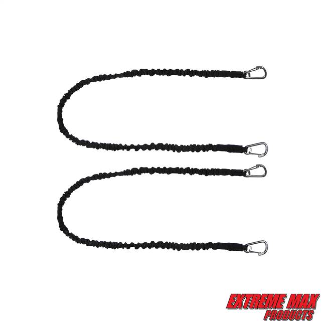 Extreme Max 3006.2891 BoatTector High-Strength Line Snubber & Storage Bungee, Value 2-Pack - 48" with Medium Hooks, Black