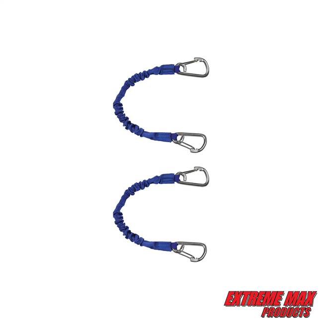 Extreme Max 3006.2899 BoatTector High-Strength Line Snubber & Storage Bungee, Value 2-Pack - 12" with Medium Hooks, Blue