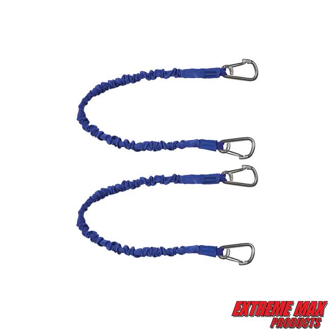 Extreme Max 3006.2906 BoatTector High-Strength Line Snubber & Storage Bungee, Value 2-Pack - 24" with Medium Hooks, Blue