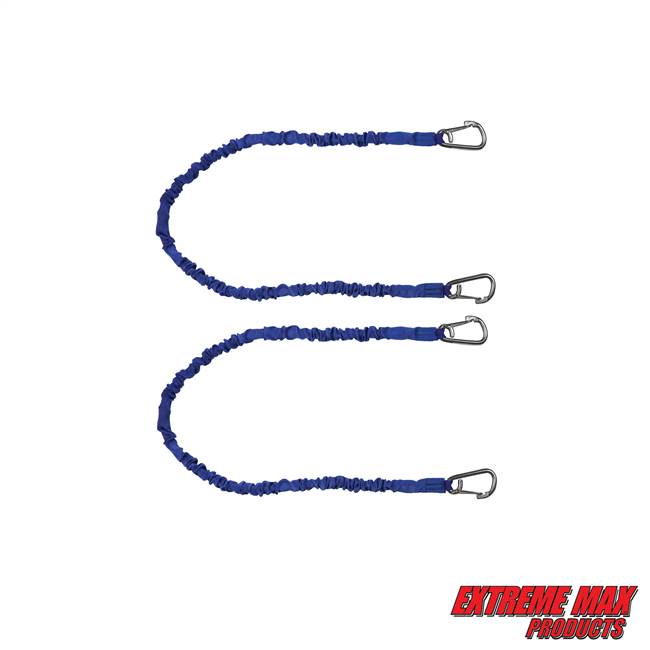 Extreme Max 3006.2909 BoatTector High-Strength Line Snubber & Storage Bungee, Value 2-Pack - 36" with Medium Hooks, Blue