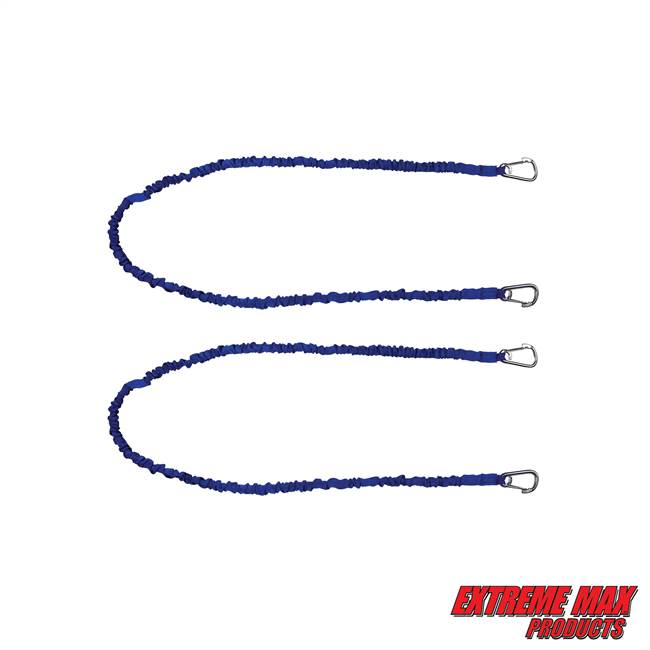 Extreme Max 3006.2915 BoatTector High-Strength Line Snubber & Storage Bungee, Value 2-Pack - 60" with Medium Hooks, Blue