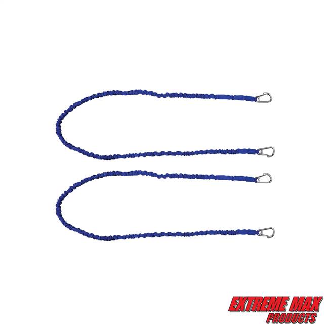 Extreme Max 3006.2918 BoatTector High-Strength Line Snubber & Storage Bungee, Value 2-Pack - 72" with Medium Hooks, Blue